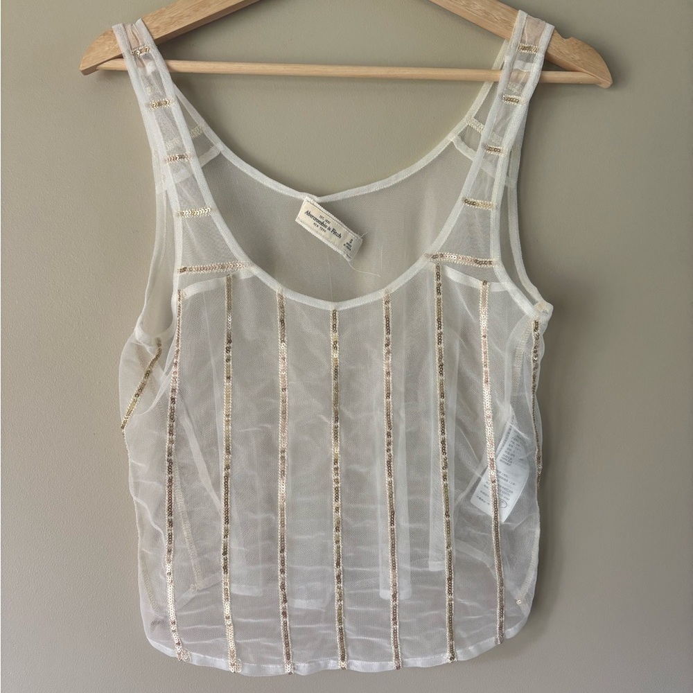 Abercrombie & Fitch Mesh Sequin Flowy Tank